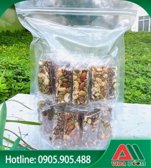 Thanh gạo lứt tím phủ hạt 500g  Thanh gạo lứt tím phủ hạt 500g